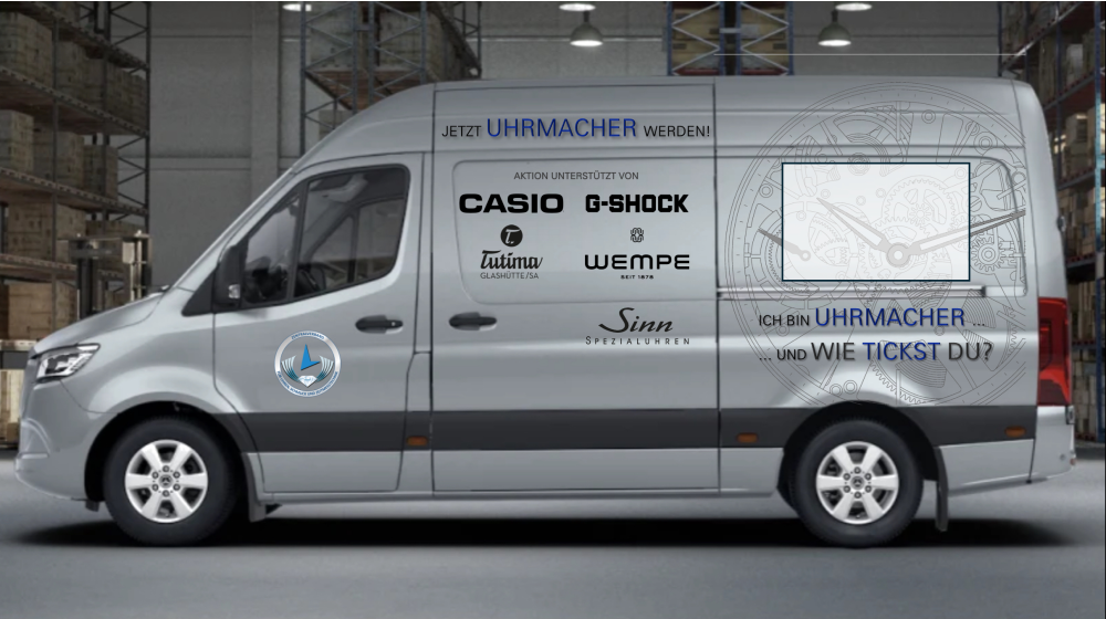 Tutima Glashütte unterstützt das Uhrmacher-Mobil der Ausbildungsinitiative des Zentralverbandes für Uhren, Schmuck und Zeitmesstechnik.