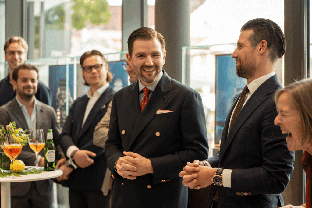 Panerai-CCO Guillermo del Nogal, Marvin Klaedtke (Geschäftsführer Panerai Boutique) und Kim-Eva Wempe