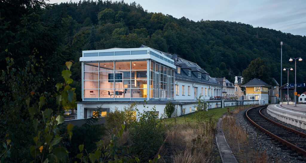 Nomos Glashütte headquarters in the former Glashütte train station