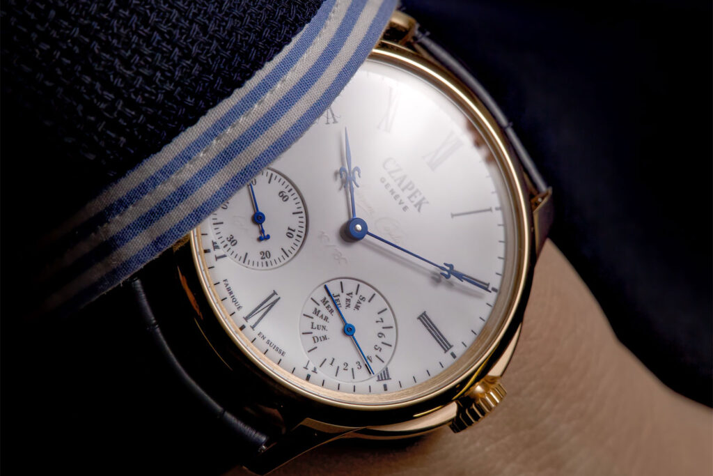 Armbanduhr Quai des Bergues Sursum Corda von Czapek am Hangelenk