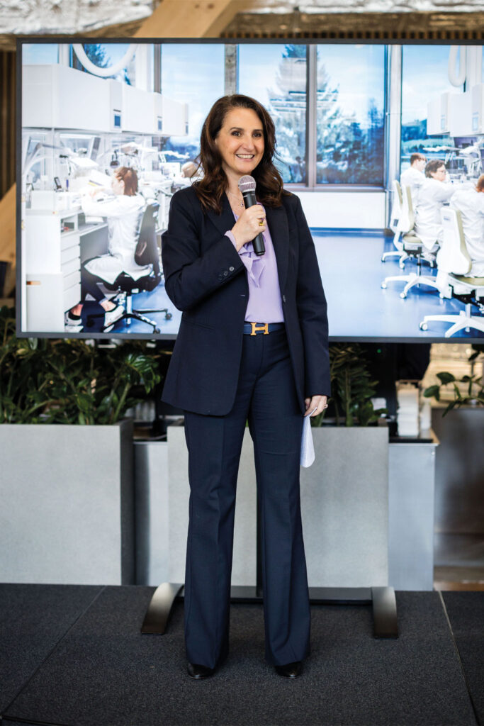 Ilaria Resta (CEO Audemars Piguet) speaks at the ceremonial opening of the manufacture The Arc.