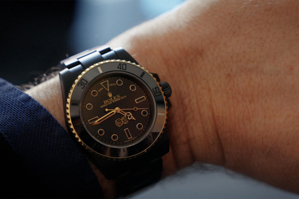 Rolex Submariner, welche Mario Götze nach der gewonnen Fußball-WM 2014 bekam.