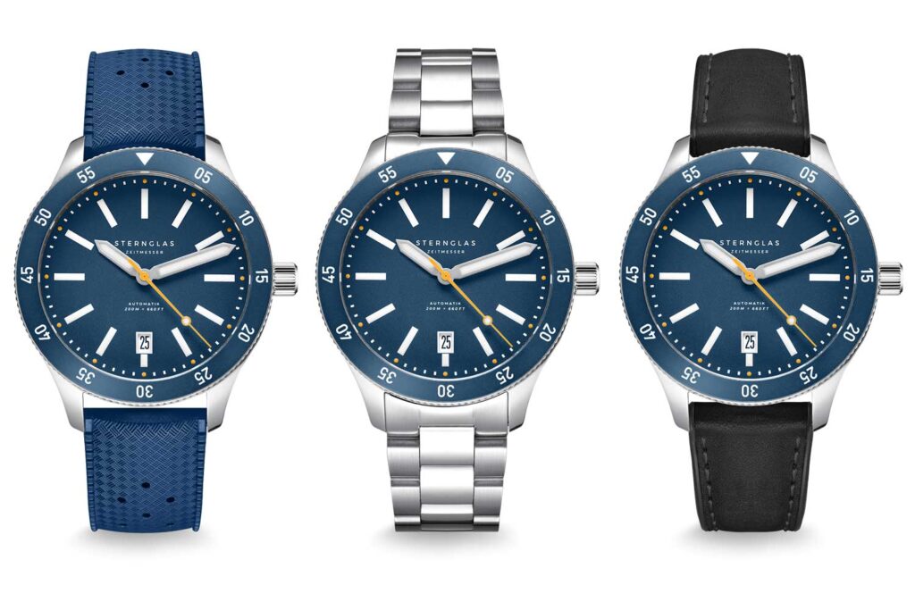 3 Modelle der Marus 2.0 Edition Küste von Sternglas, mit Kautschuk-, Edelstahl- und Hybridband