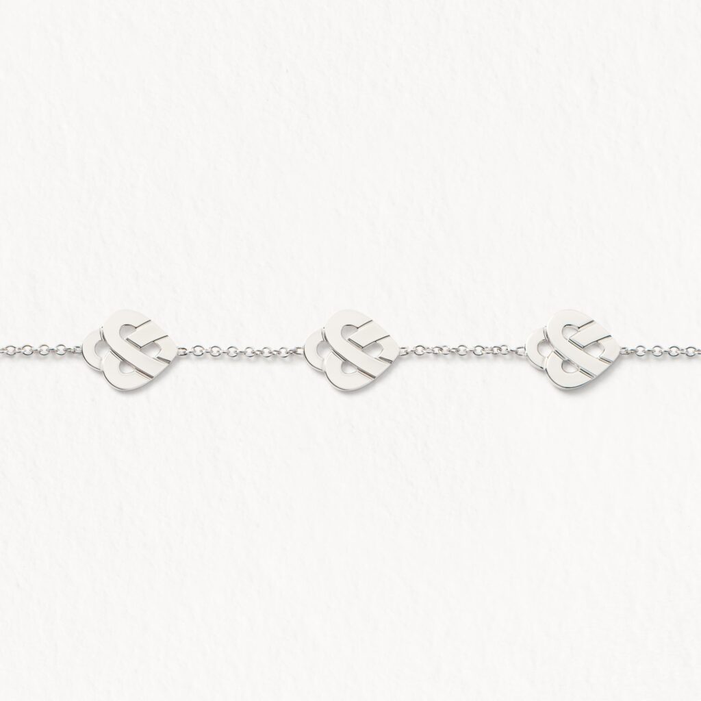 Dreifach-Armband "Coeur Entrelacé" aus Weißgold.