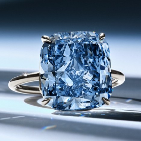 Der blaue Diamant, Mediterranean Blue, auf einem Ring.