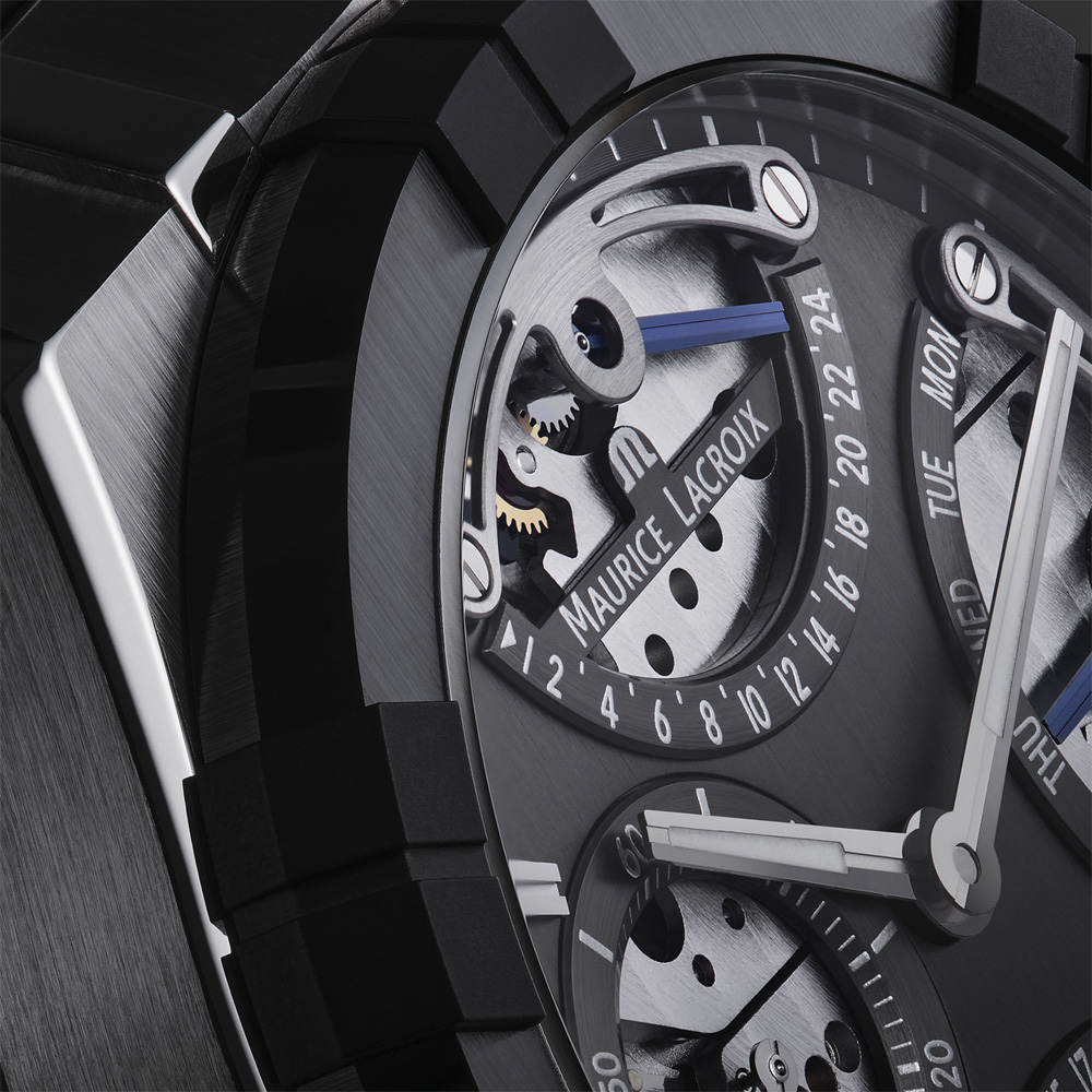 Armbanduhr Aikonic Master Triple Retrograde von Maurice Lacroix, Nahaufnahme Zifferblatt
