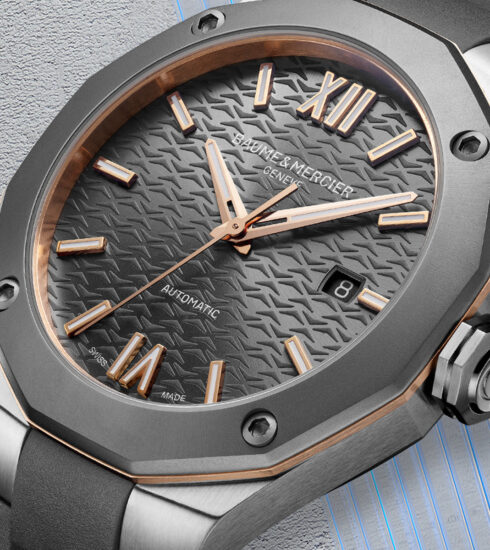 Großaufnahme Zifferblatt einer Armbanduhr aus der Kollektion Riviera von Baume & Mercier