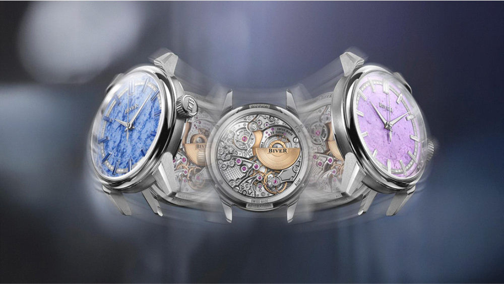 Biver Automatique Uhren mit Quartzite und Lavender Jade Ziffernblatt