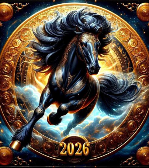 Pferdemotiv zum chinesischen Jahr des Pferdes 2026