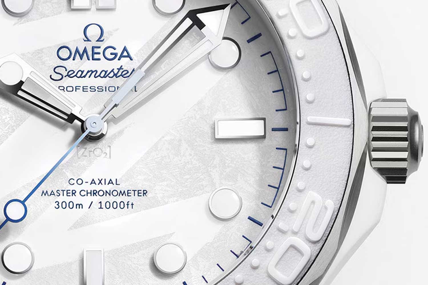 Zifferblattausschnitt Seamaster Diver 300M Mailand Cortina 2026 von Omega
