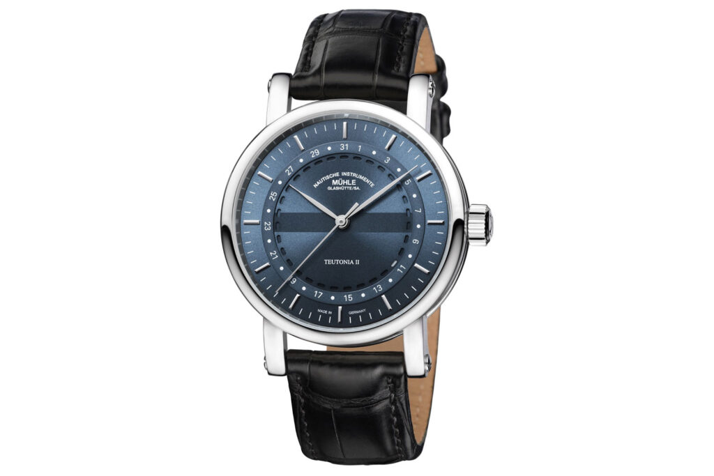 Teutonia II Ringdatum von Mühle-Glashütte mit Lederband