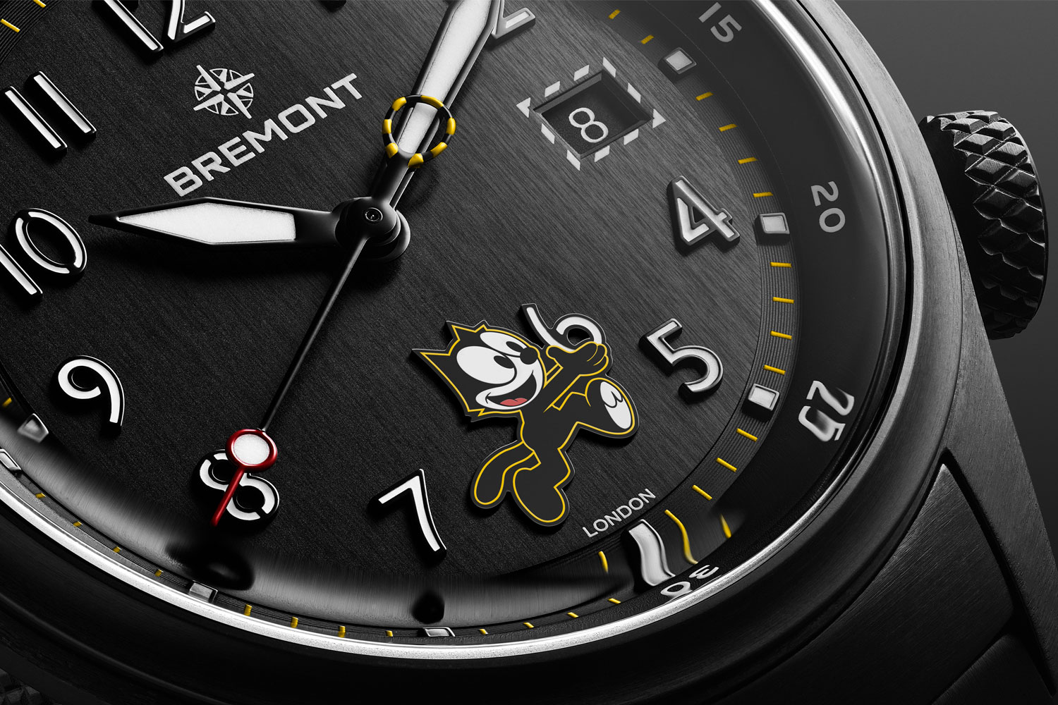 Zifferblattausschnitt der Altitude MB Meteor ‘Felix the Cat’ von Bremont