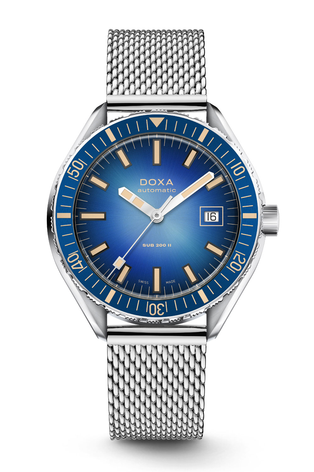 SUB 200 II von Doxa mit blauem Zifferblatt und Edelstahlgehäuse