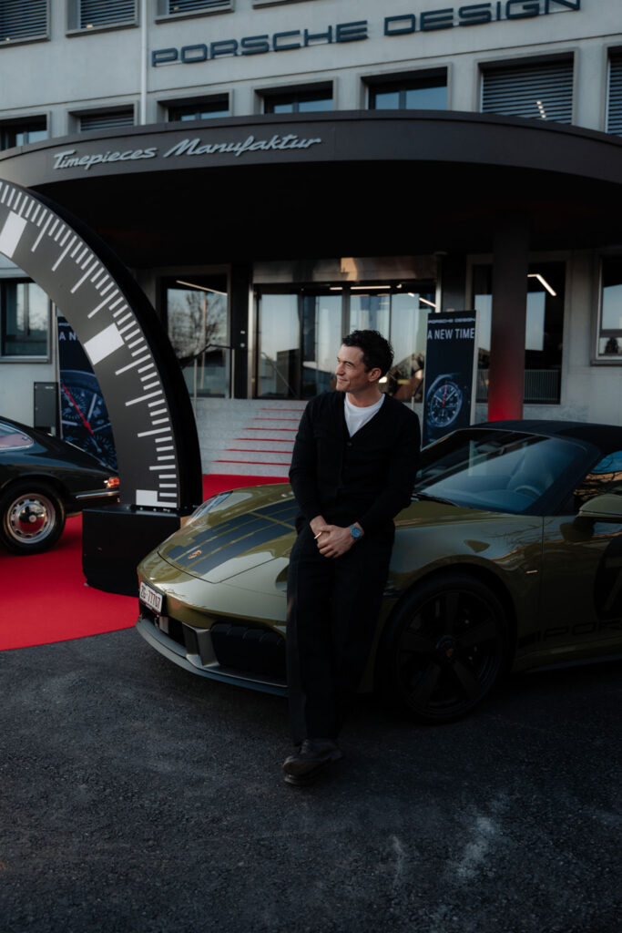 Orlando Bloom at the opening of the Porsche Design Watch Manufactory in Grenchen