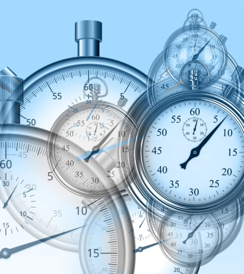 Zeichnung mit stilisierten Stoppuhren