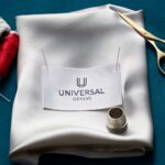 Logo von Universal Geneve auf Stoff mit Nähutensilien