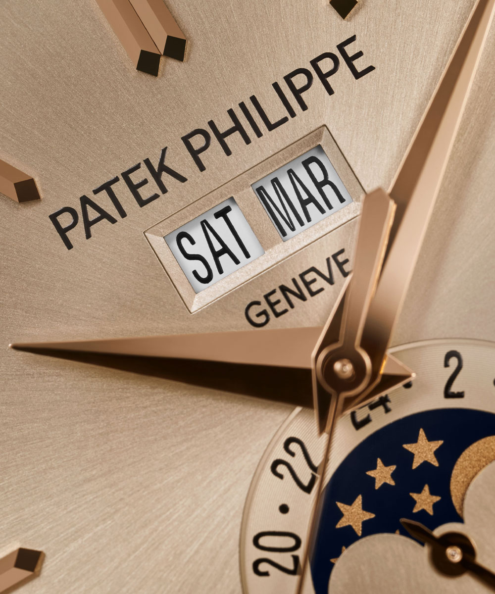 Close-up of the dial of the Patek Philippe 5396R-16