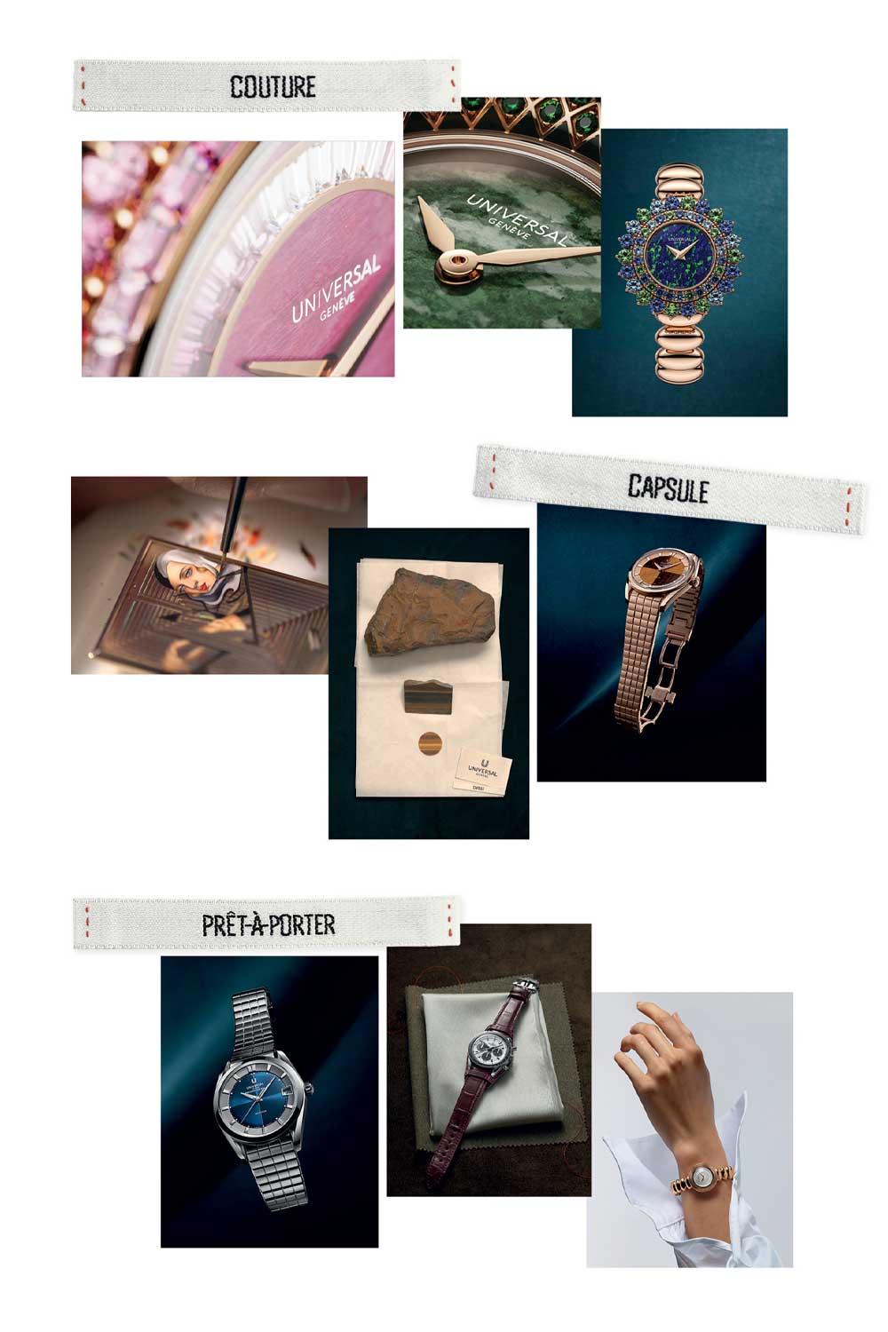 Collage zur Kollektionsstruktur von Universal Geneve