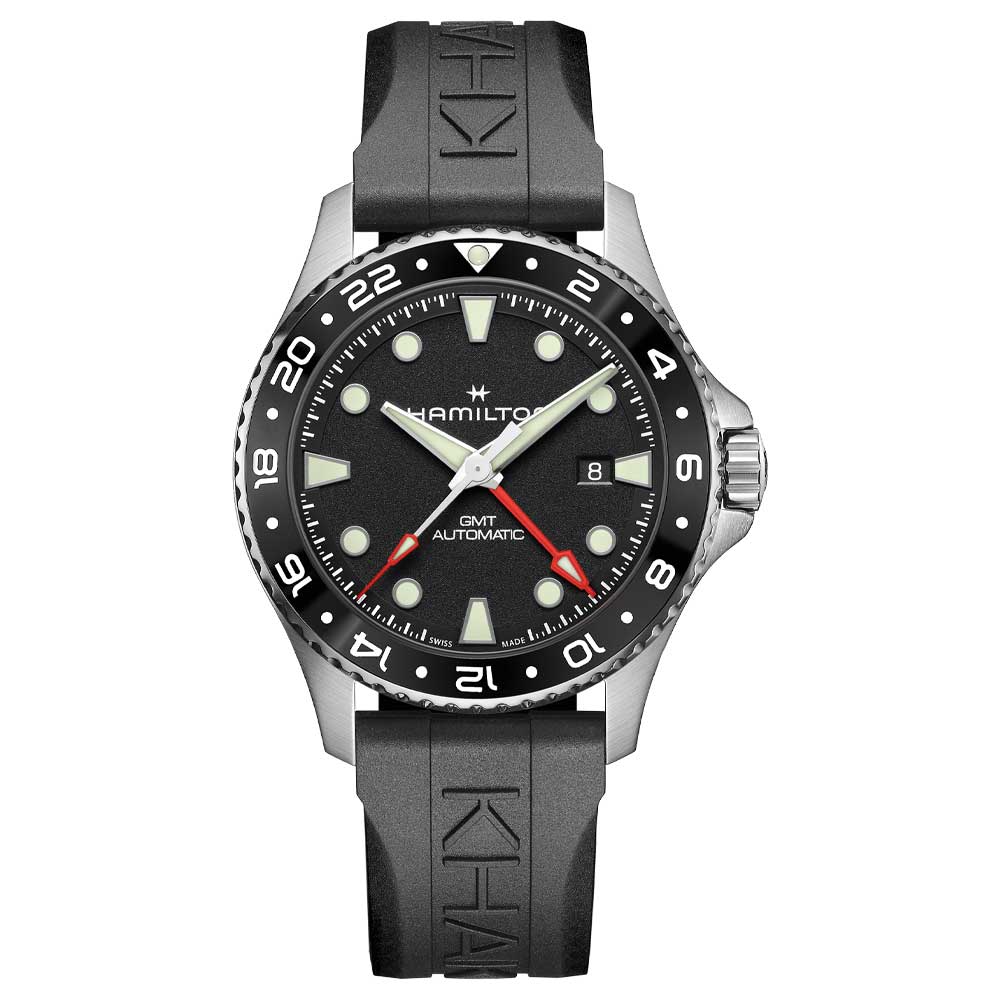 Hamilton Khaki Navy Scuba Auto GMT with a black dial