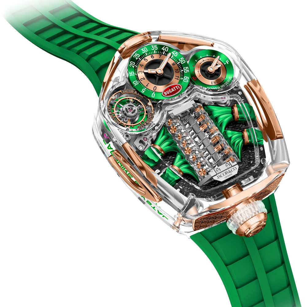 Jacob & Co.: Bugatti Tourbillon Sapphire Crystal, Rückseite