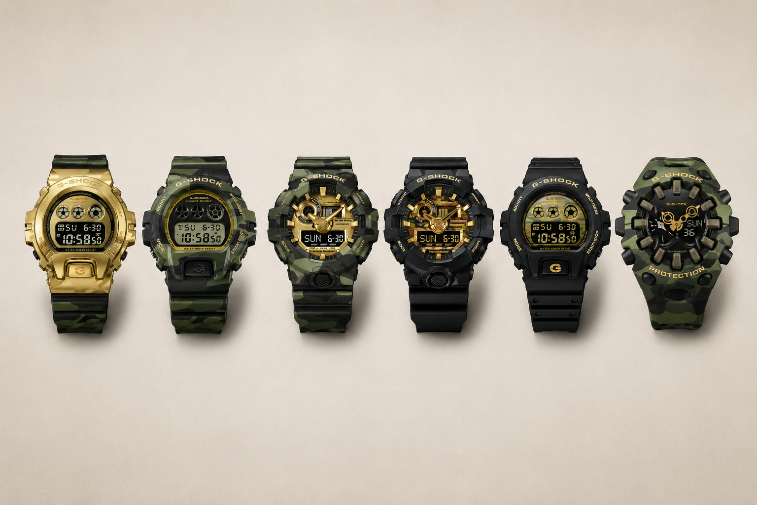 6 Camo and Gold-Modelle von G-Shock