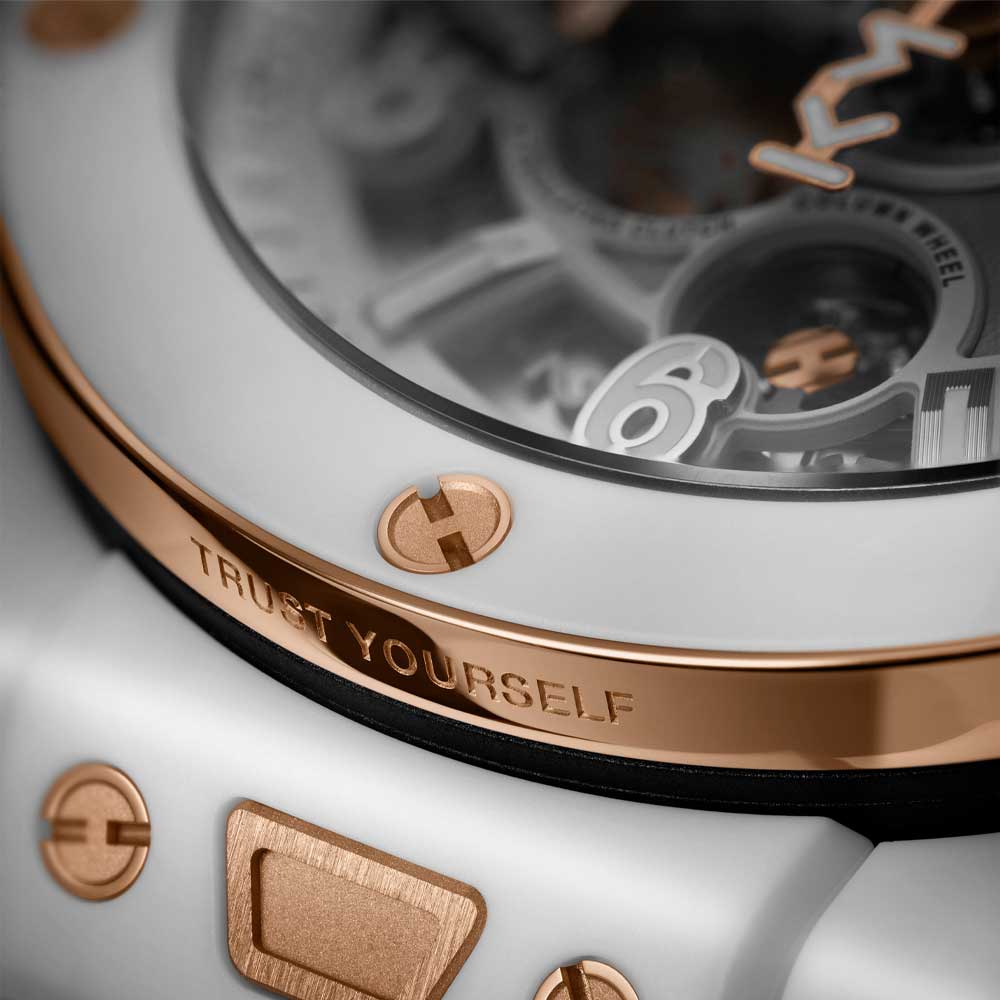 Close-up of the dial of the Big Bang Reloaded Kylian Mbappé by Hublot