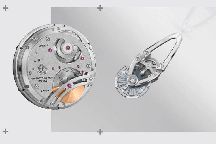 Ulysse Nardin's in-house caliber UN-232, with the escapement displayed separately