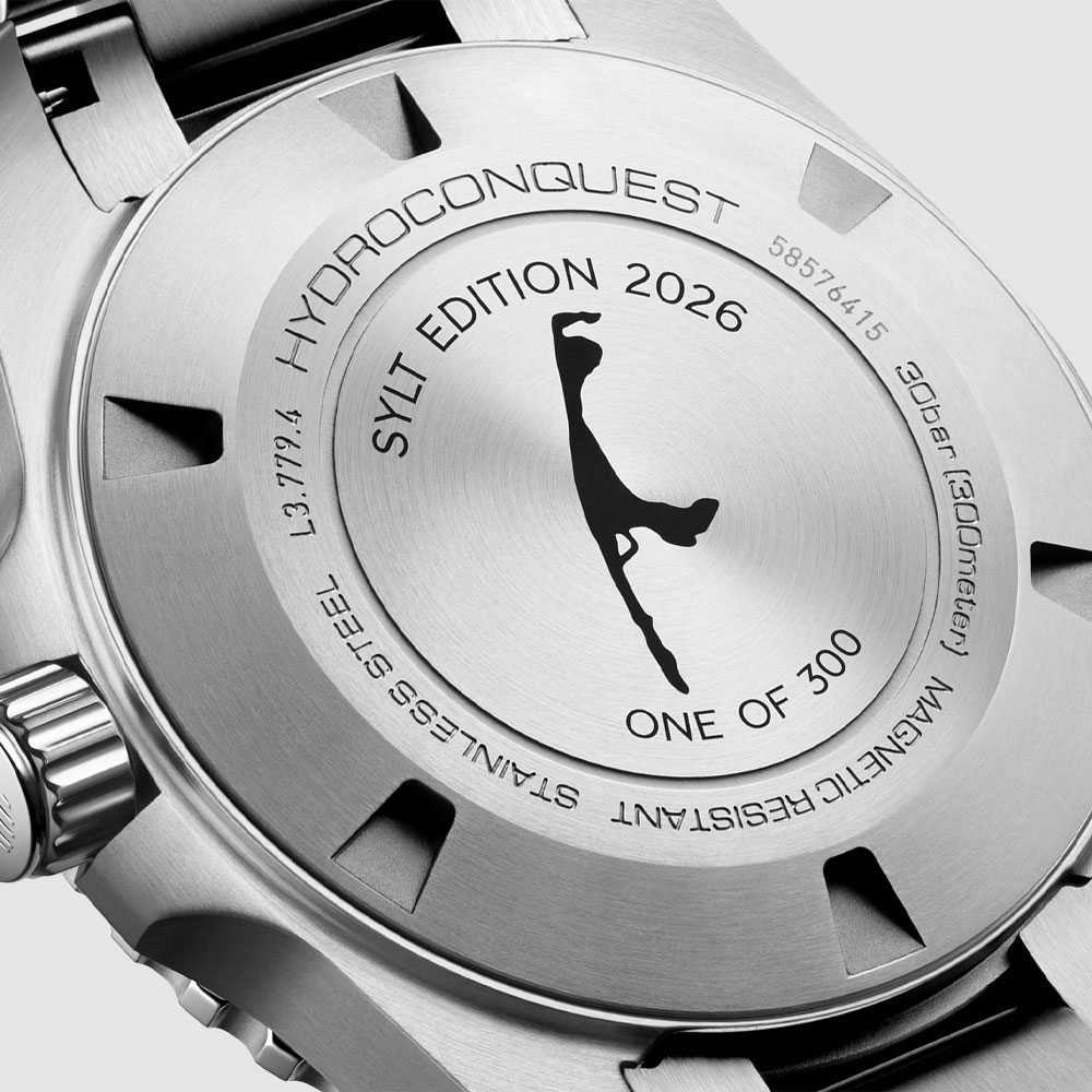 HydroConquest Sylt Edition von Longines, Rückseite mit Konturen der Insel Sylt