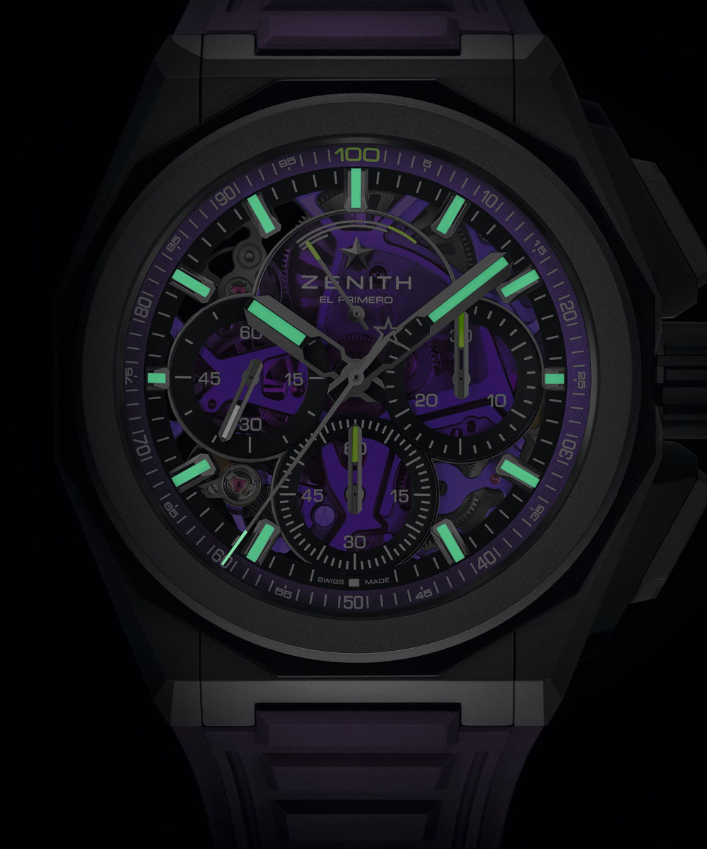 Zenith Defy Extreme Ultraviolet mit nachleuchtenden Indizes und Zeigern