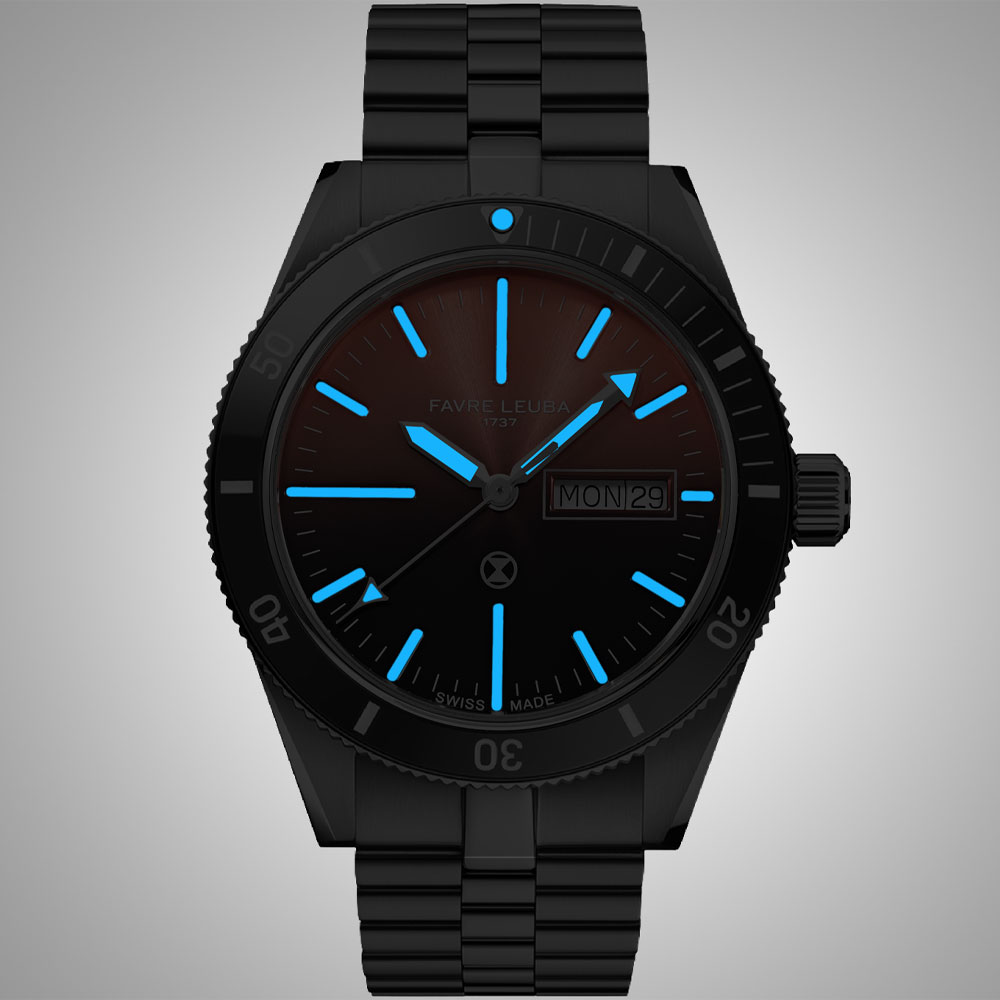 Deep Raider Day Date by Favre Leuba, luminescent