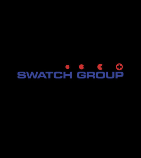 Logo Swatch Group auf schwarzem Hintergrund