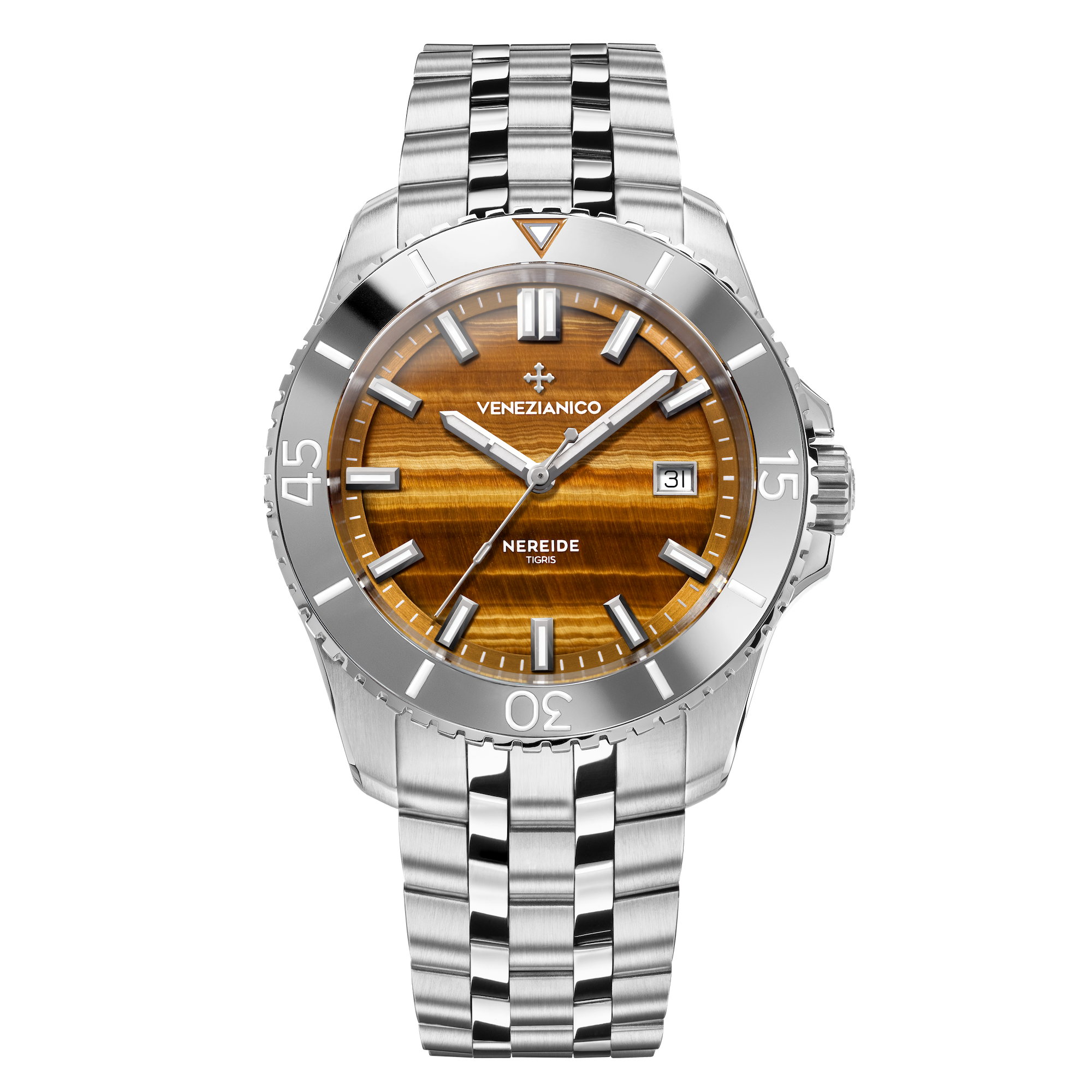 Venezianico Nereide Tigris with a natural tiger's eye dial.