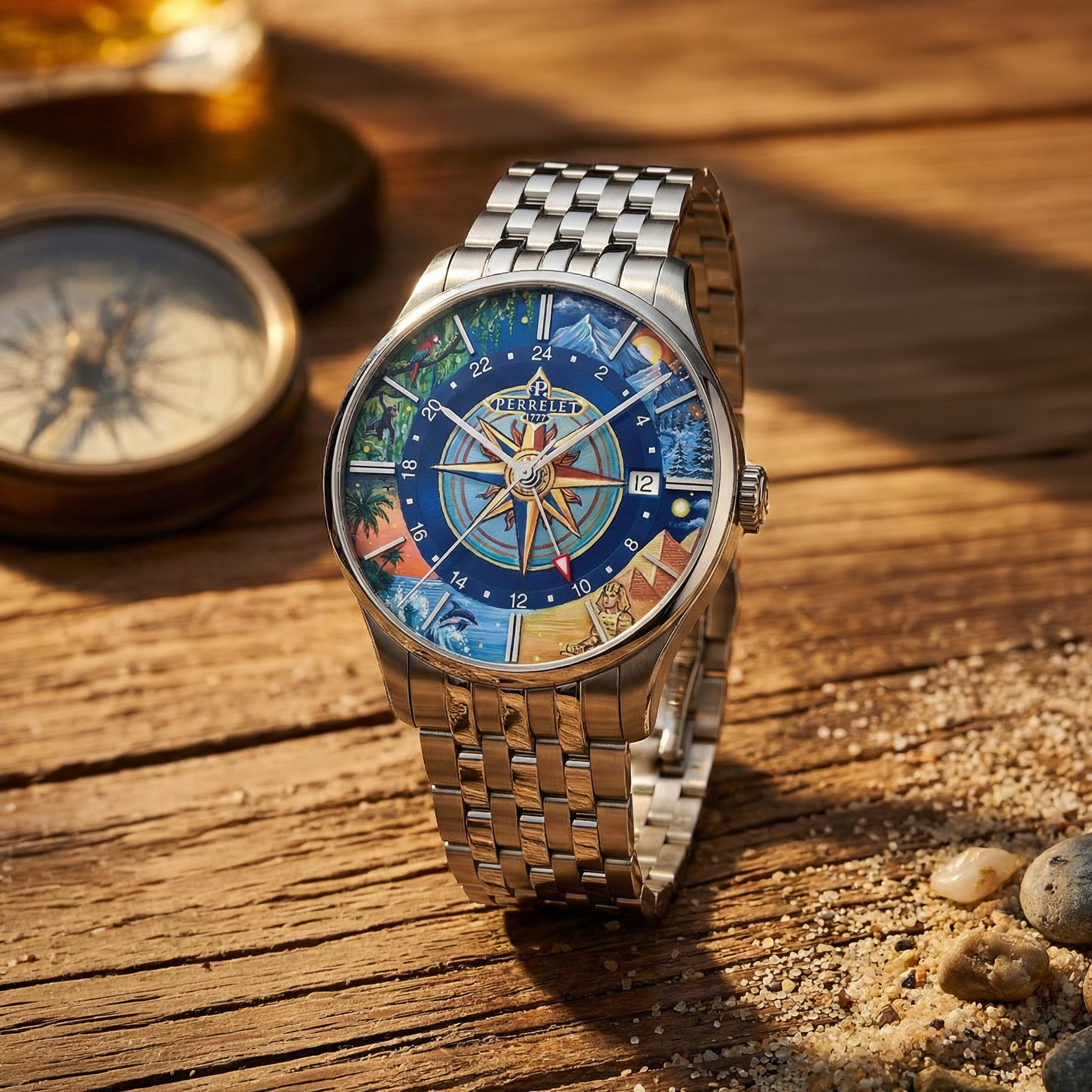 Perrelet × IFL Watches Weekend GMT Atlas with a hand-painted world map dial.