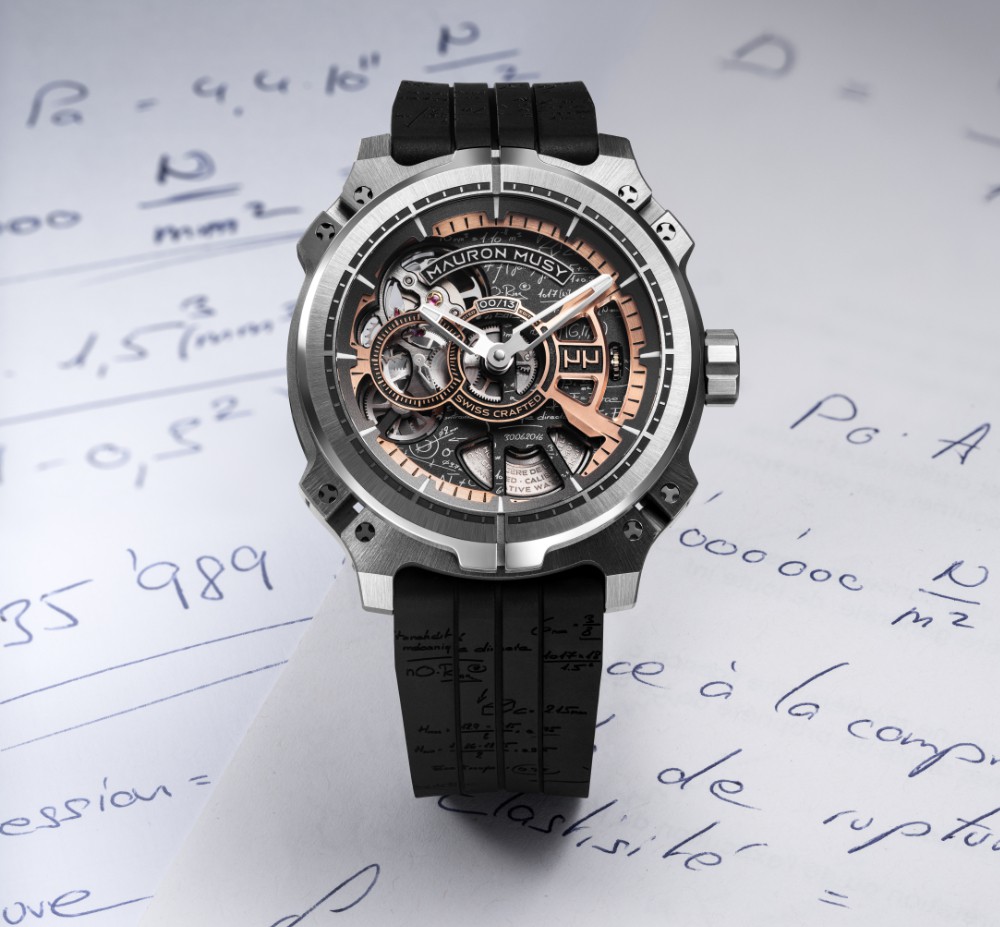 Mauron Musy MU05 nO-Ring Origin mit handschriftlichen Berechnungen auf dem Zifferblatt