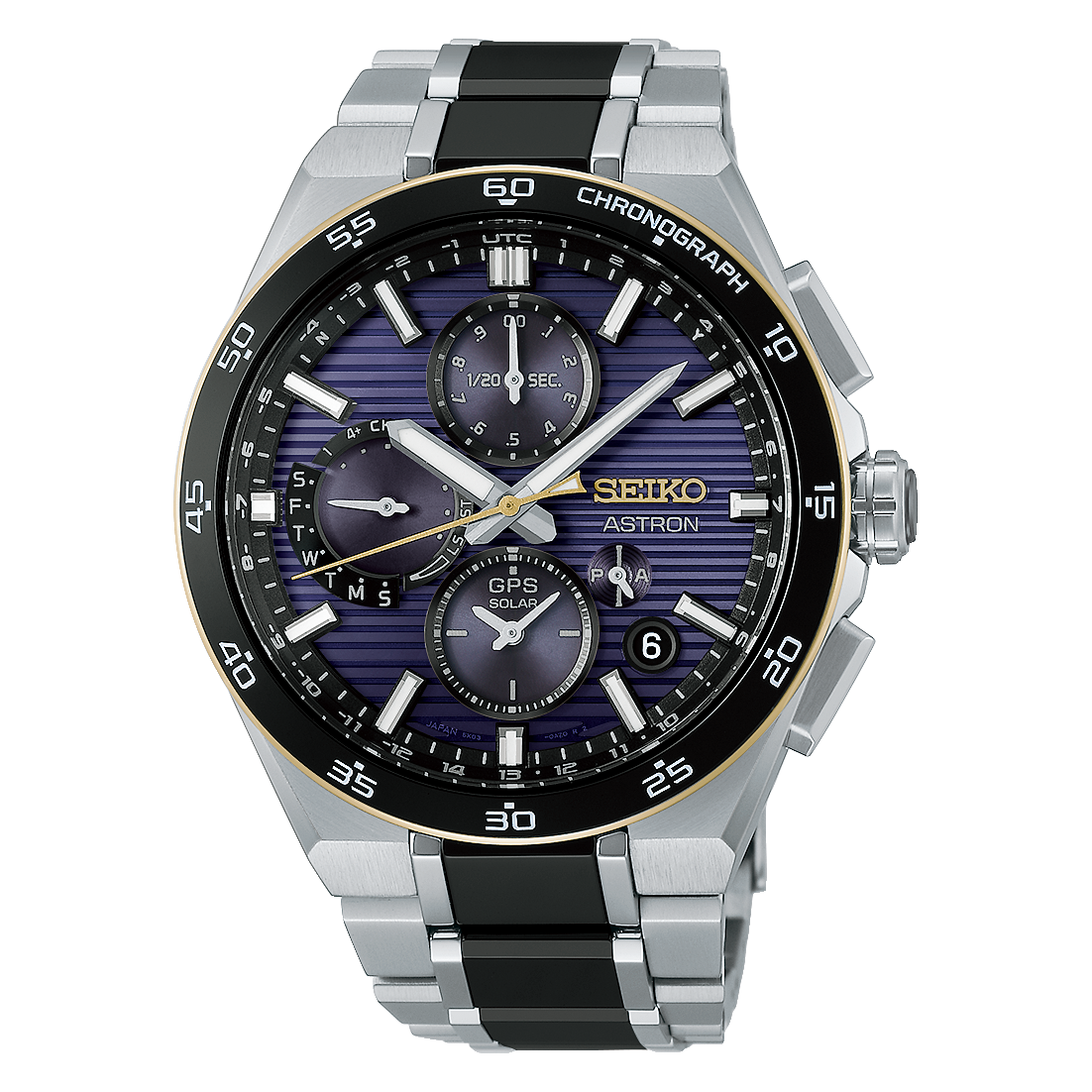 Seiko Astron GPS Solar HAB011J1 with a purple dial and titanium bracelet