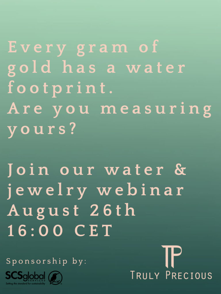 Ankündigung des Webinars Water & Jewellery der Truly Precious Foundation