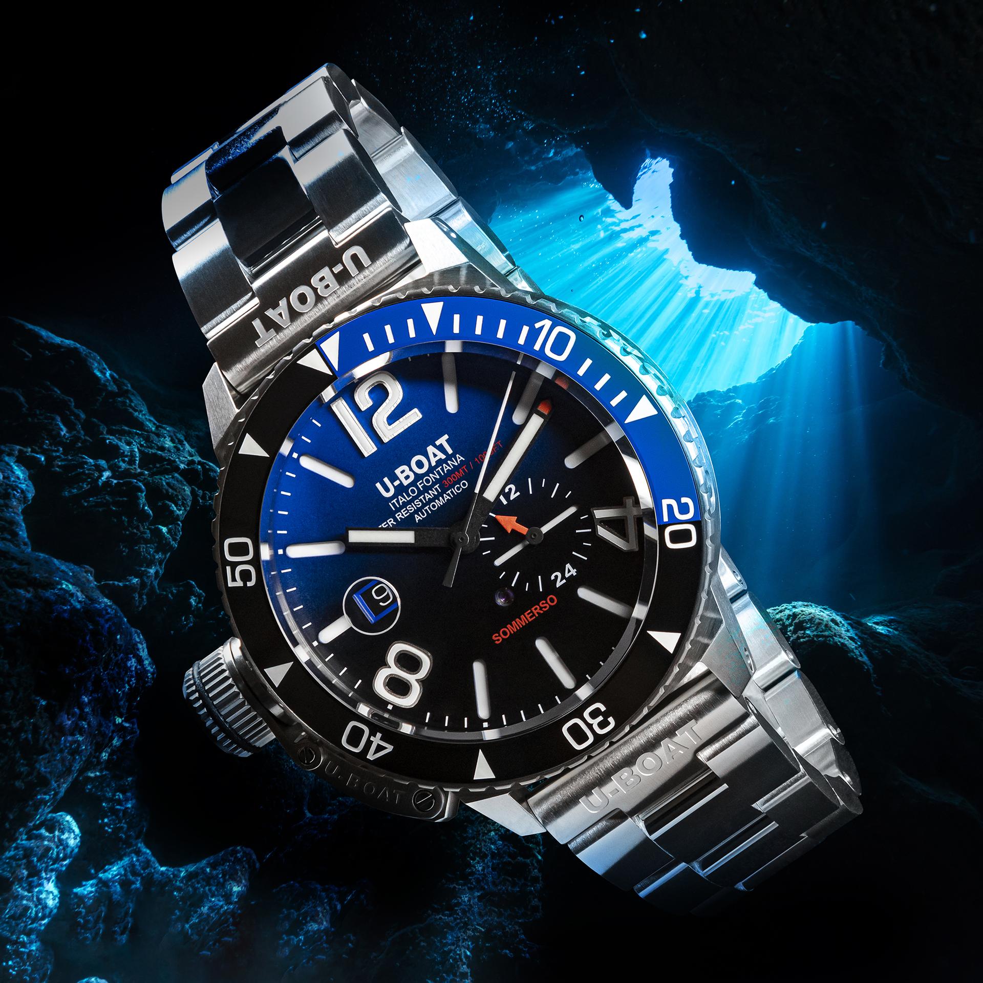U-Boat Sommerso Ceramic Blue with a blue dial