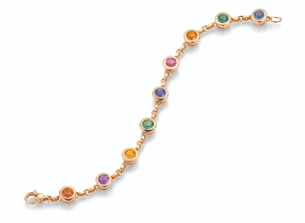 Farbiges Saphirarmband der Kollektion Pop Up von A. Odenwald in 18-karätigem Roségold