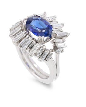 Diamantring mit unbehandeltem Kaschmir-Saphir von 2,47 Karat