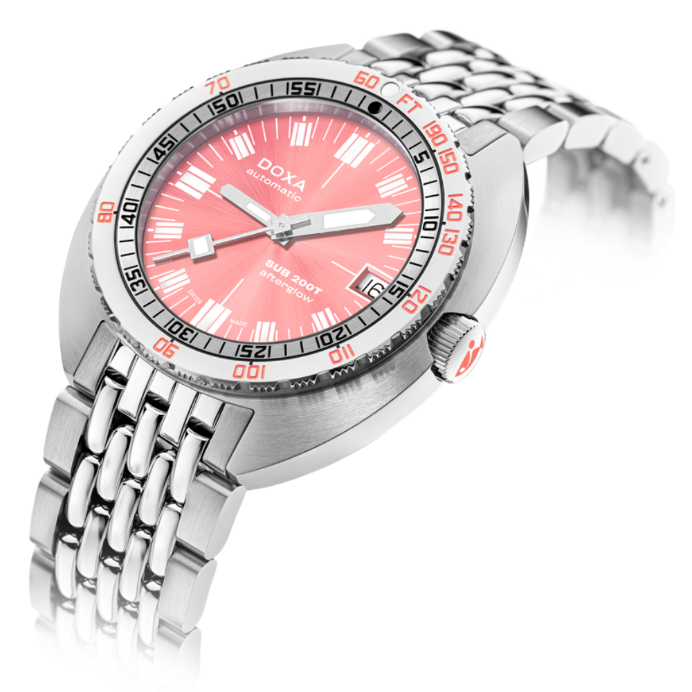 DOXA SUB 200T Afterglow mit rosa Zifferblatt