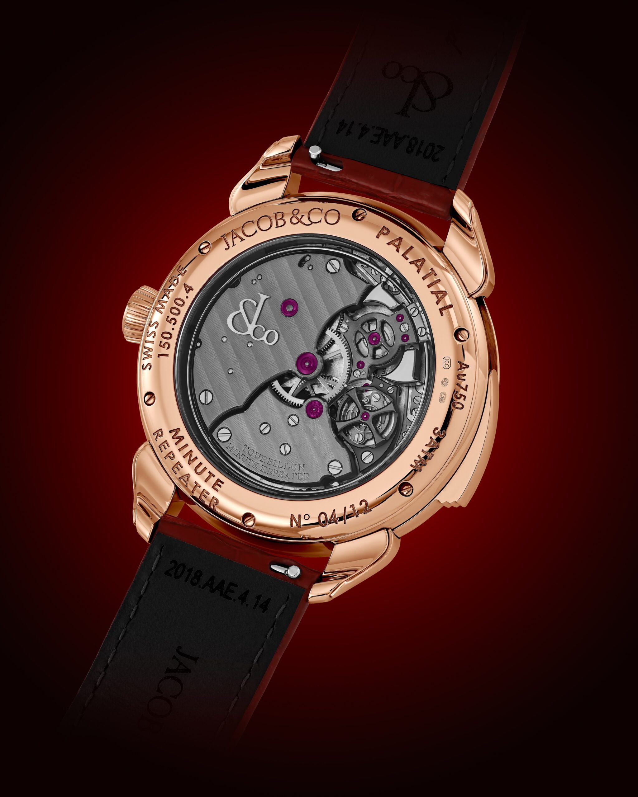 Jacob & Co. Palatial Flying Tourbillon Minute Repeater mit rotem Mineralglaszifferblatt