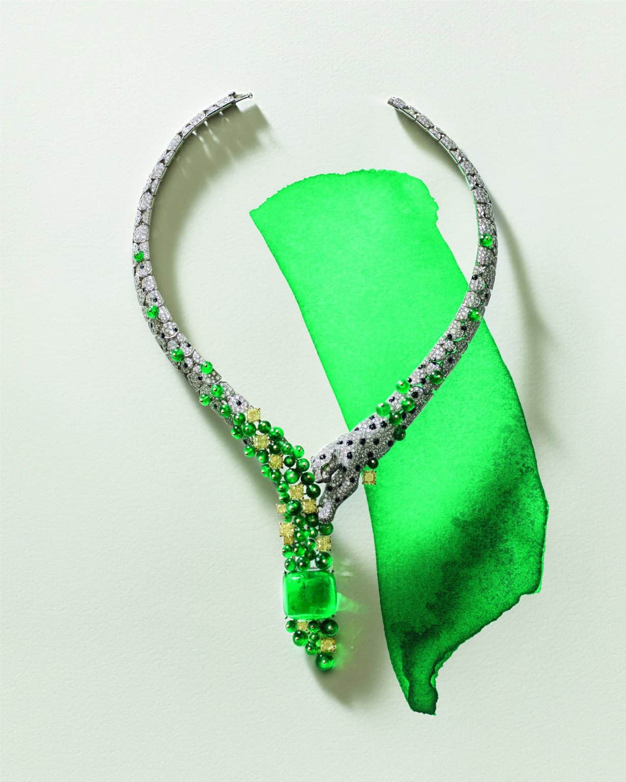 Cartier Panthère Tunya – Panther Necklace with Emeralds, Onyx, and Diamonds