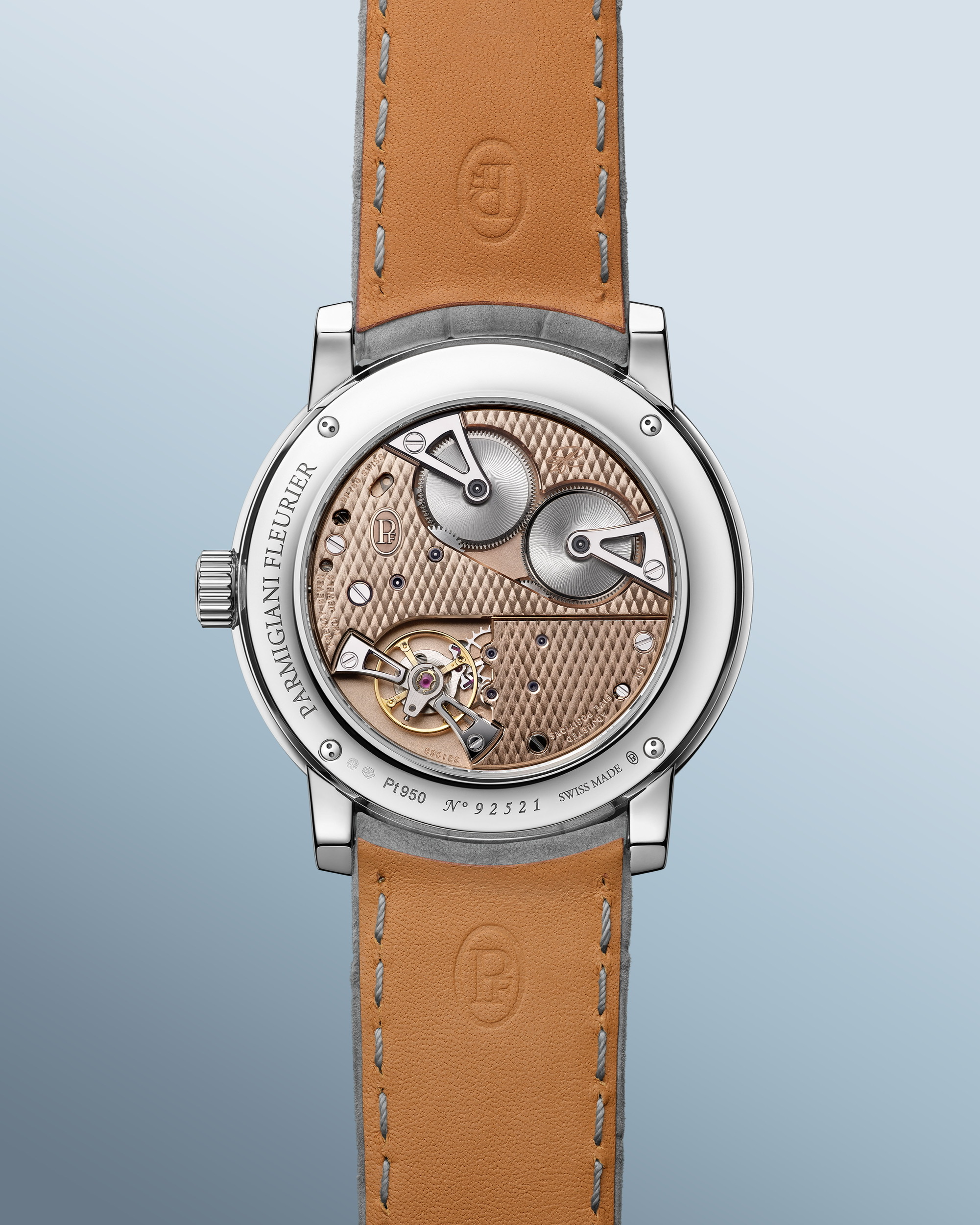 Gehäuserückseite der Parmigiani Fleurier Toric Petite Seconde Morning Blue