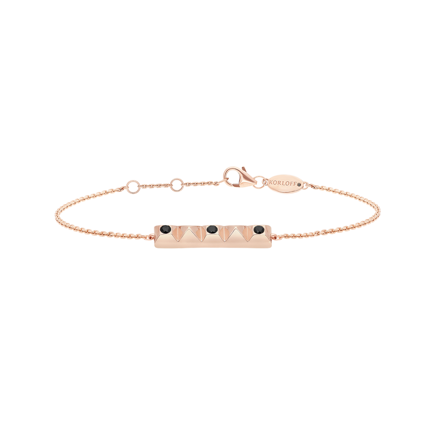 Korlove Kettenarmband in Roségold mit schwarzen Diamanten