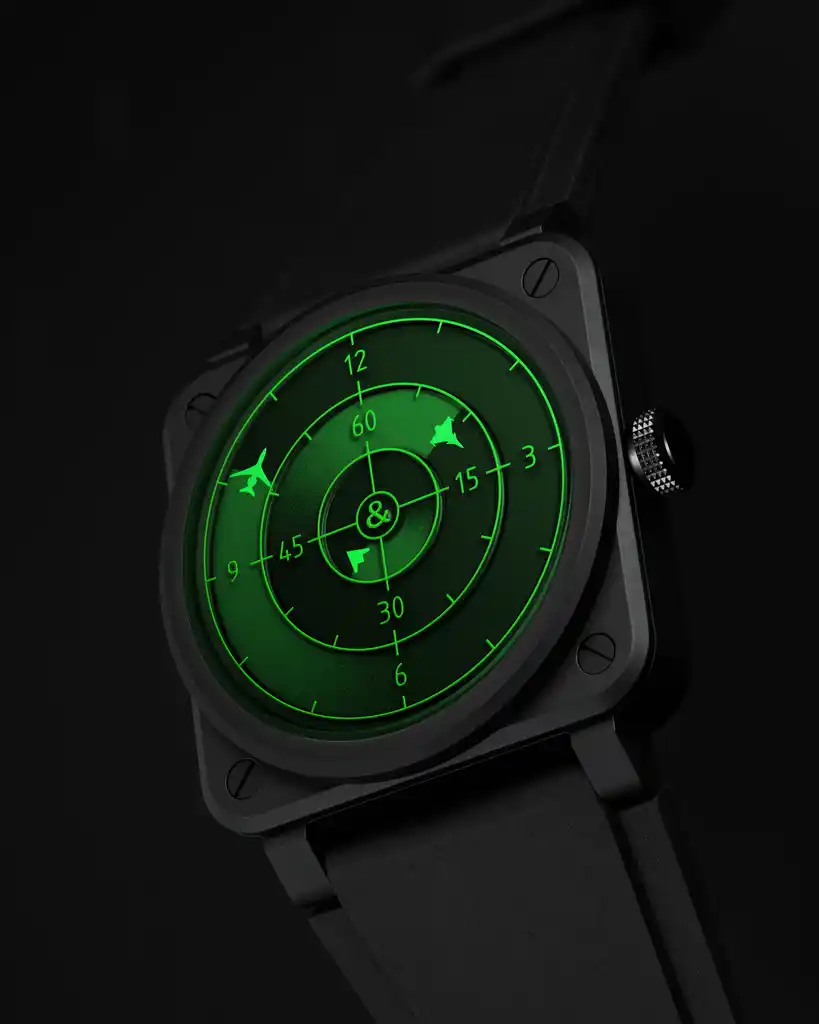 Bell & Ross BR-03 Green Radar Ceramic in schräger Perspektive